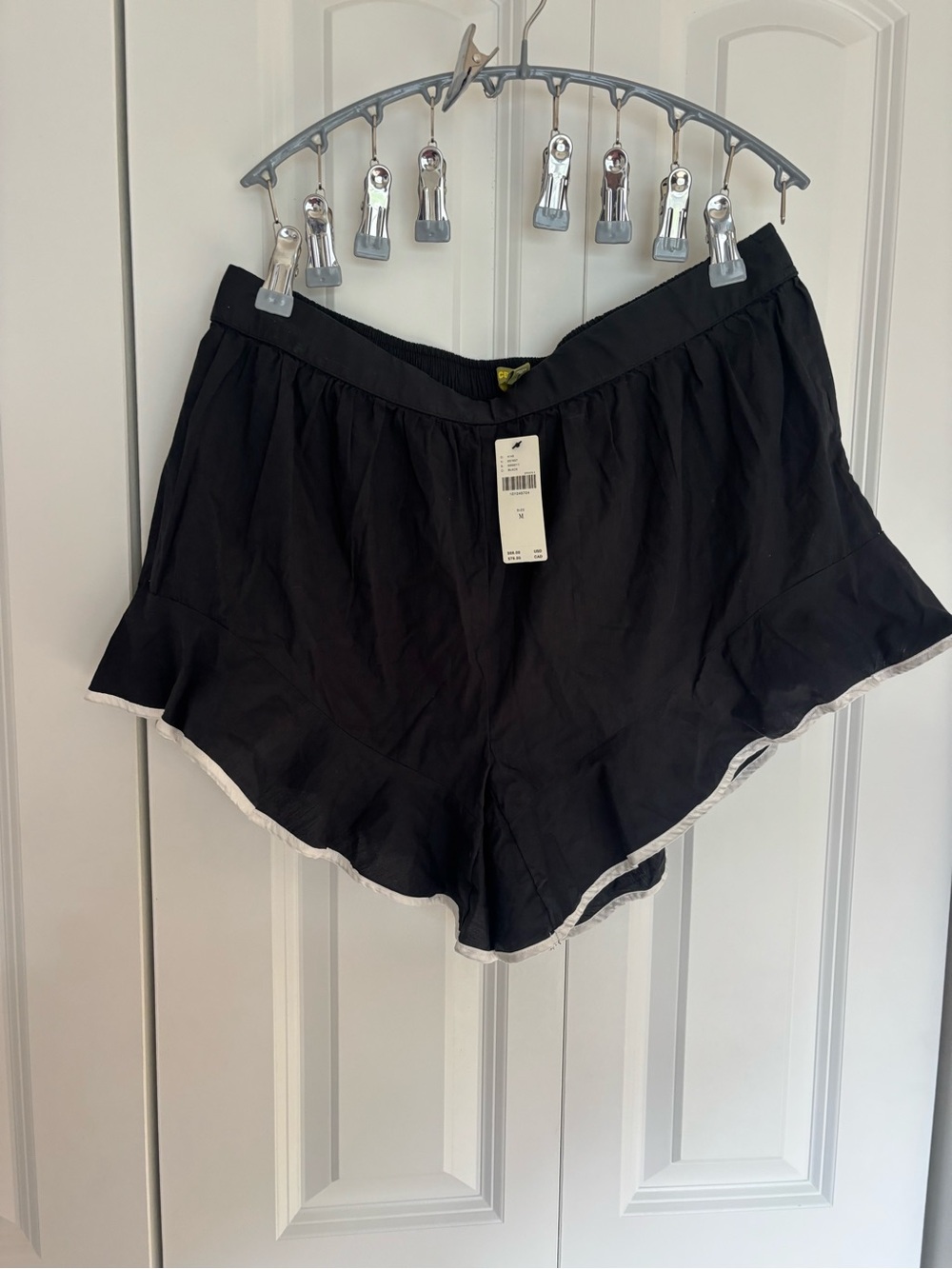 NWT Celandine by Anthropologie Black Ruffle Hem Cotton Shorts